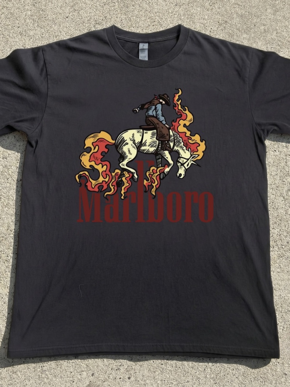 Marlboro Black Rodeo Bull Graphic Short Sleeve Tee